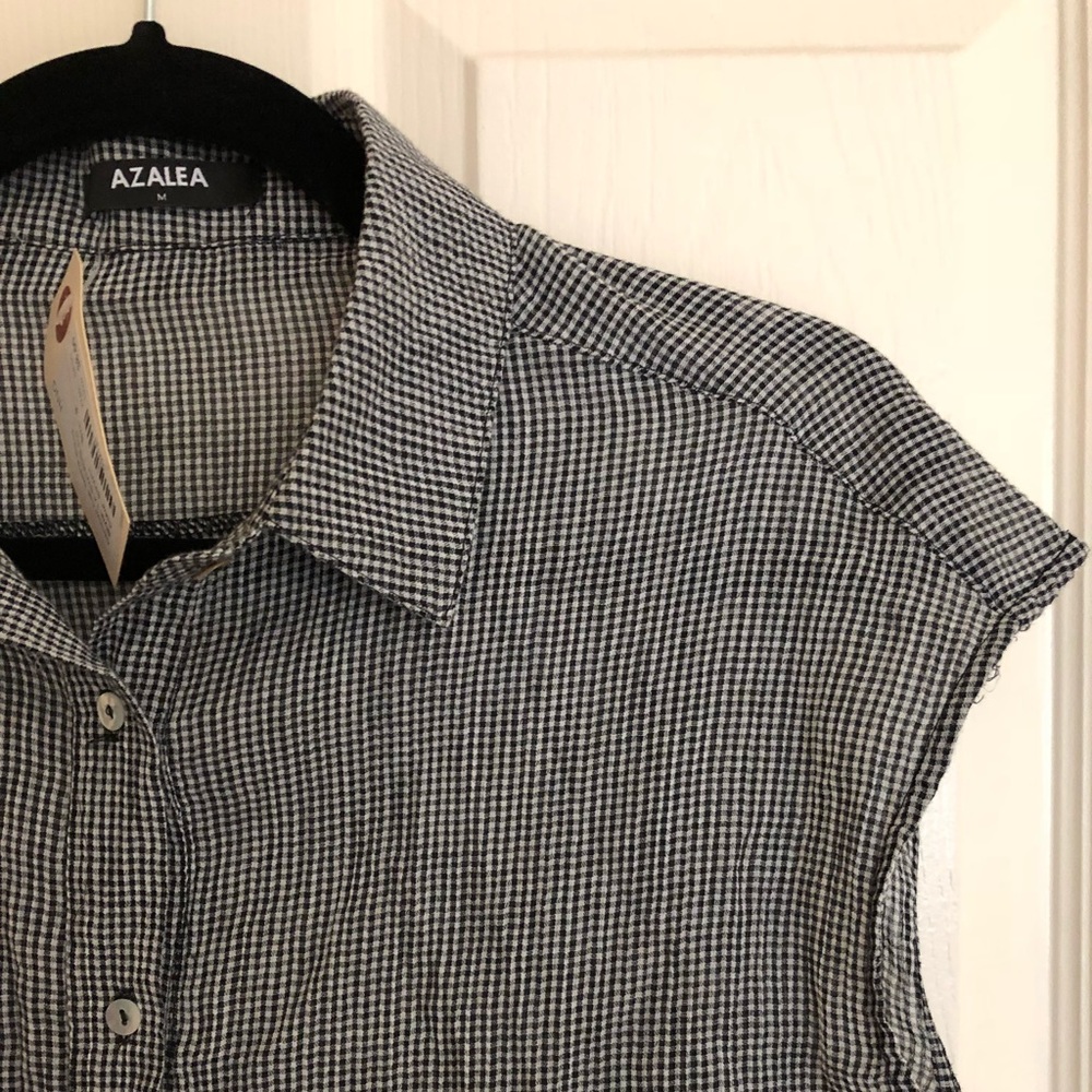 Azalea Gingham Print Button-Up Shirt